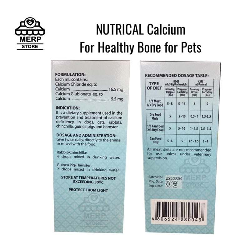 Nutrical Calcium Supplement for Healthy Bone for Cats and Dogs