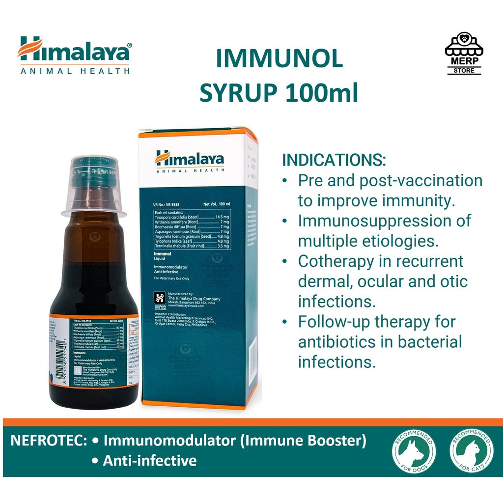 Himalaya Immunol Syrup for Cats & Dogs Immune Booster - 100 ml (Authentic)