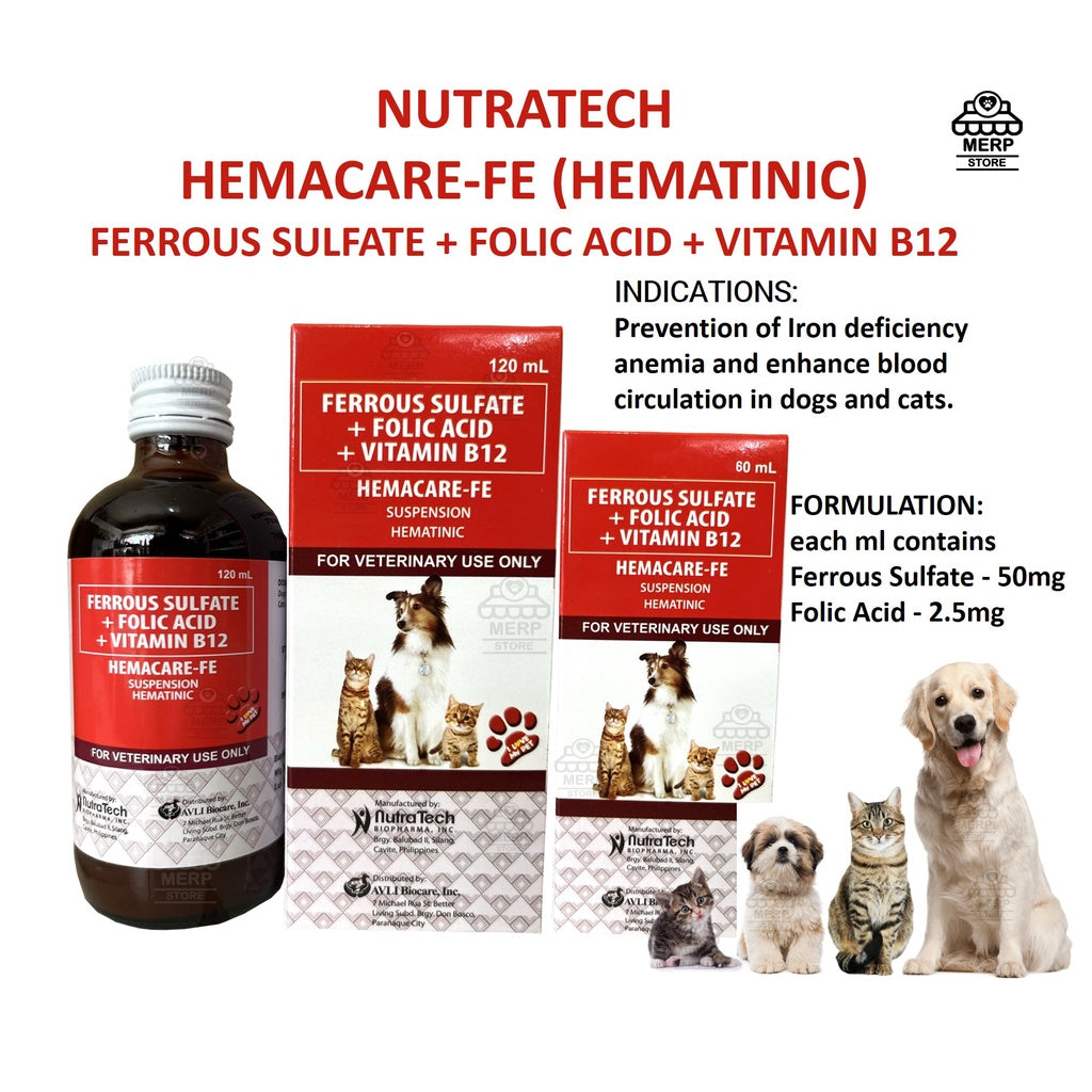 HEMACARE FE Iron Supplement for Dogs and Cats 60ml and 120ml