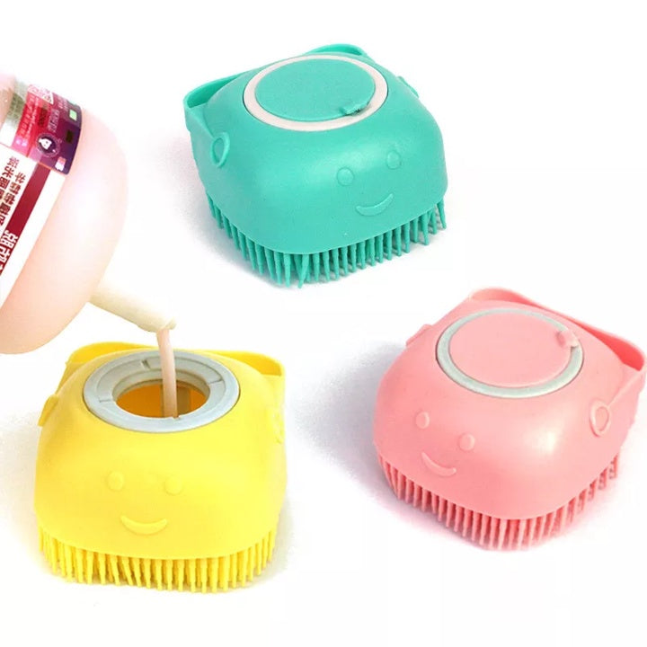 Silicone Pet Brush Bath with Liquid Soap Dispenser