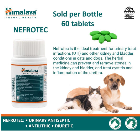 Himalaya Nefrotec 60 Tablets Dogs and Cats UTI and Kidney Supplements (Authentic Himalaya Product)