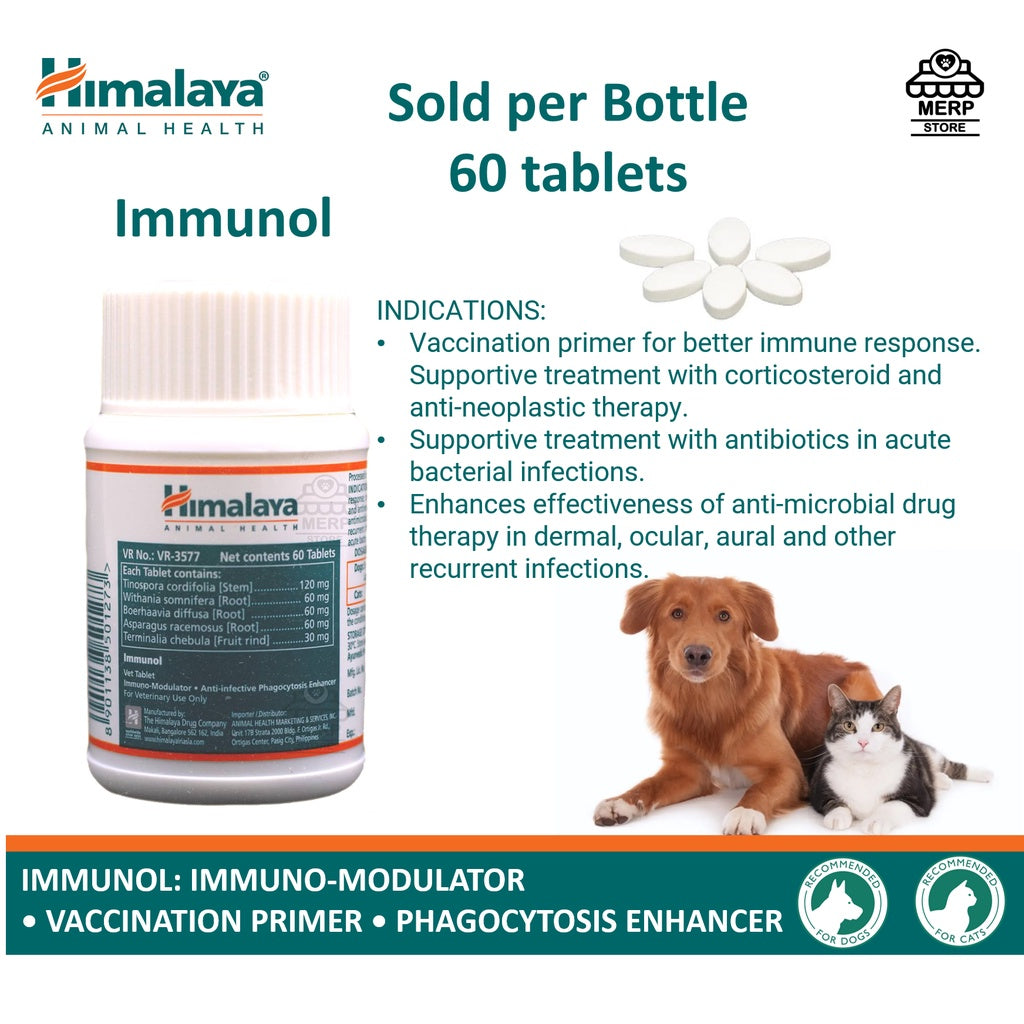 Himalaya Immunol 60 Tablets Dogs and Cats Immune Booster (Authentic Himalaya Products)