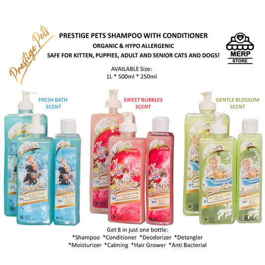 Dogs and Cats Prestige Pets Shampoo with Conditioner Organic and Hypoallergenic for all Ages