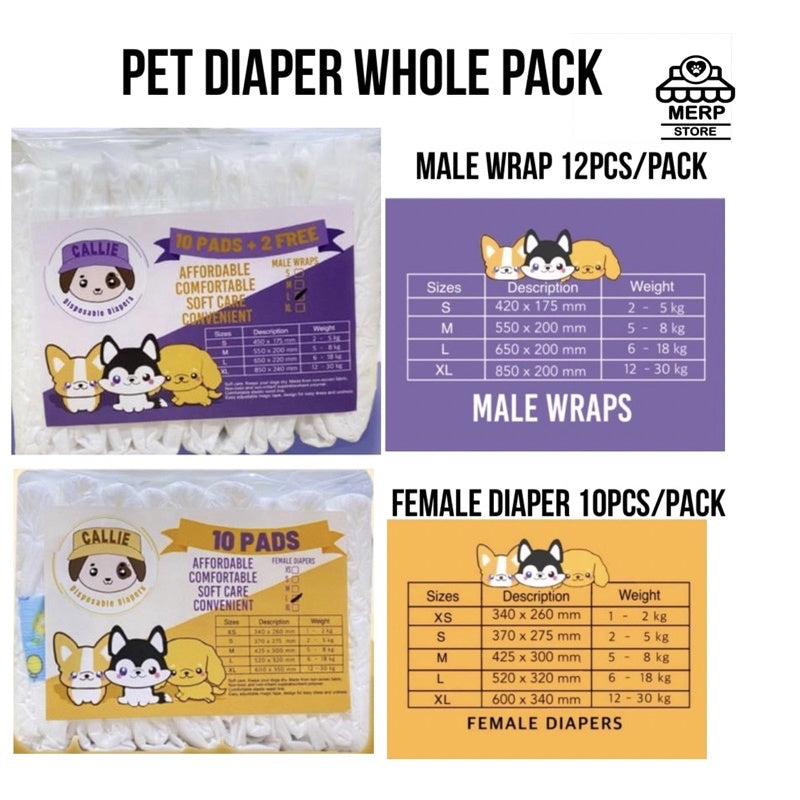 Pet Diaper PACK Male and Female Disposable Diaper Dogs