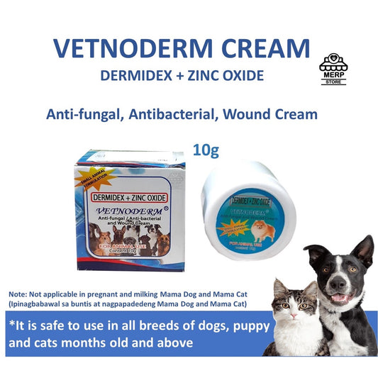 Vetnoderm Cream Anti-fungal, Anti-bacterial 10g Wound Cream For Dogs and Cats